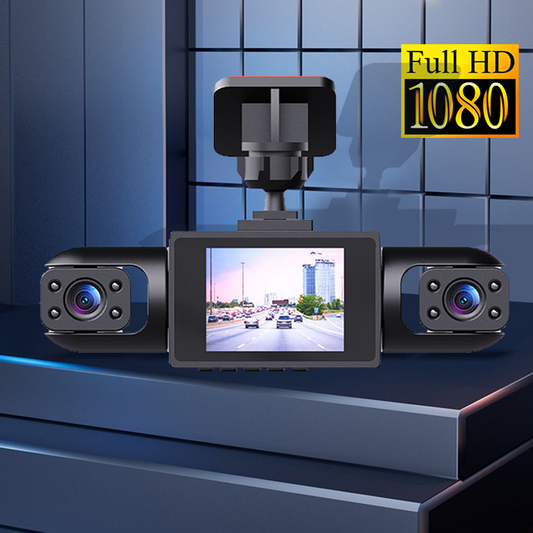 【Free Shipping】Triple-Lens Dashcam 1080P HD Panoramic Monitoring 24-Hour Parking Surveillance System Integrated Reverse Camera and Rearview Monitor