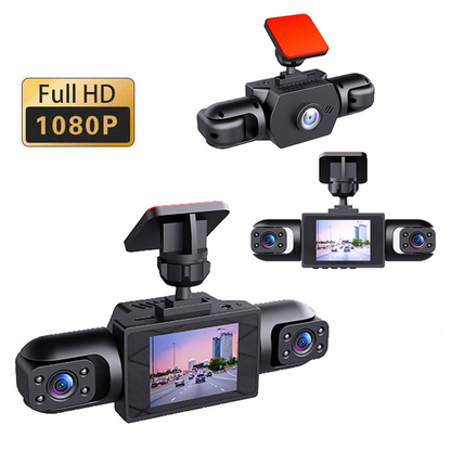 【Free Shipping】Triple-Lens Dashcam 1080P HD Panoramic Monitoring 24-Hour Parking Surveillance System Integrated Reverse Camera and Rearview Monitor