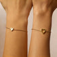 14K Gold Plated Adjustable Matching Bracelets for Women – Heart Charm and BFF Friendship Styles