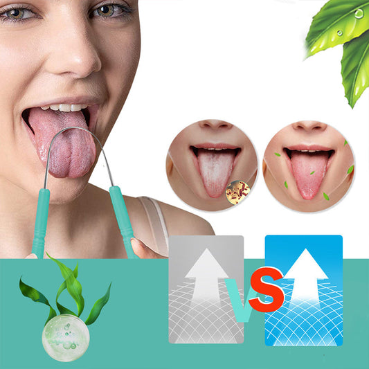 U Shaped Stainless Steel Tongue Scraper (2-Pack) Oral Case